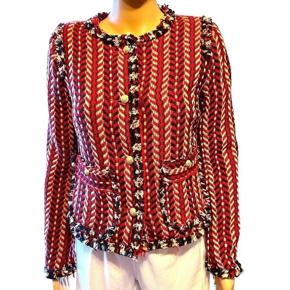 VTG 90s-Y2K Grannycore Rare Jealous Tomato Knit Cardigan Jacket Women S Pocket - Picture 1 of 6